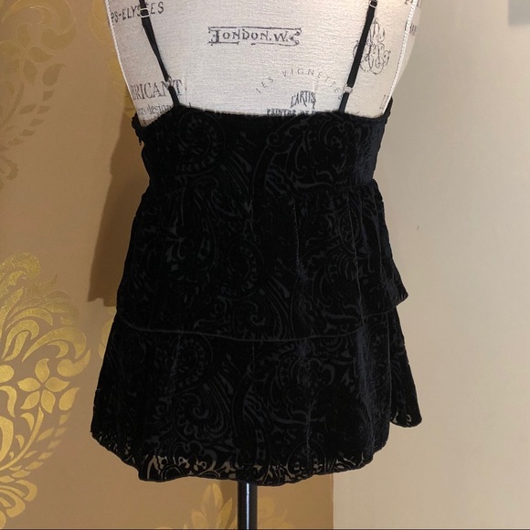 INC Black Velvet Ruffle Blouse Size 8 - Picture 5 of 7